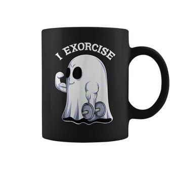 Ghost I Exorcise Funny Gym Exercise Workout Spooky Halloween Coffee Mug - Monsterry