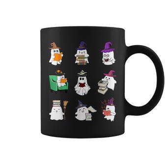 Ghost Reading Book Librarian Halloween Teacher Book Lover Coffee Mug - Thegiftio UK