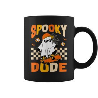 Ghost Skateboard Spooky Dude Groovy Halloween Boo Boys Coffee Mug - Monsterry AU