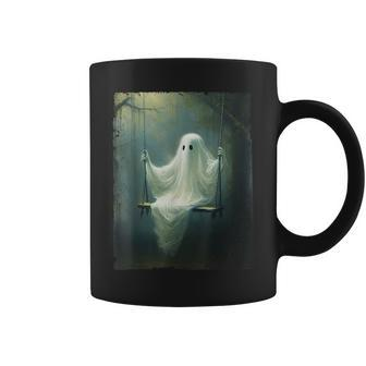 Ghost On The Swing Spooky Gothic Dark Academia Halloween Coffee Mug | Mazezy