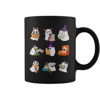 Ghosts Reading Books Teacher Halloween Librarian Cute Boooks Coffee Mug - Monsterry