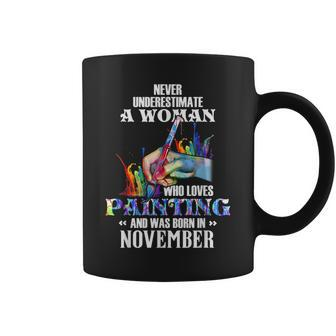 For November Guy Never Underestimate A Woman Who Loves Coffee Mug - Seseable
