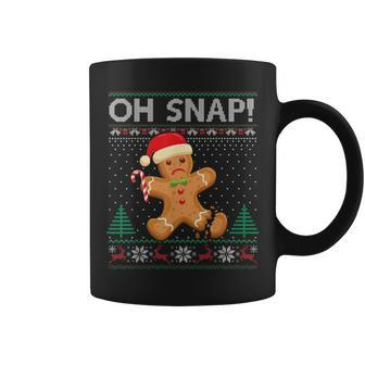 Gingerbread Man Cookie Ugly Sweater Oh Snap Christmas Coffee Mug - Monsterry DE