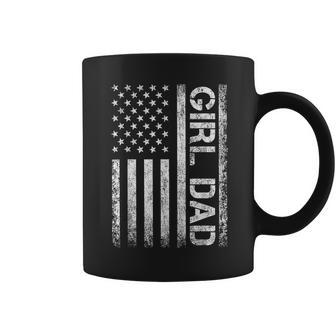 Girl Dad American Flag Father Of Girls Fathers Day Vintage Coffee Mug - Seseable