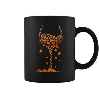 Glass Of Wine Maple Leaf Autumn Fall Drink Wine Lover Coffee Mug | Mazezy