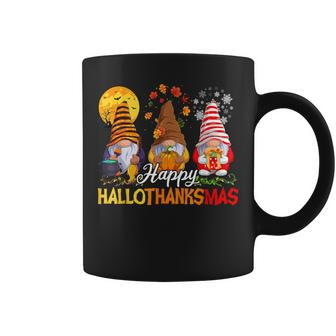 Gnomes Hallothanksmas Halloween Thanksgiving Christmas Party Coffee Mug - Seseable