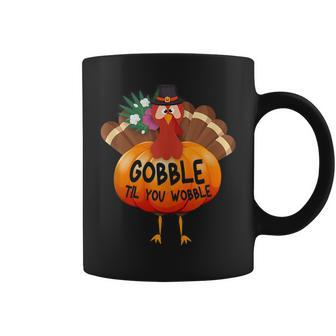 Gobble Til You Wobble Thanksgiving Hawaiian Pumpkin Turkey Coffee Mug | Mazezy