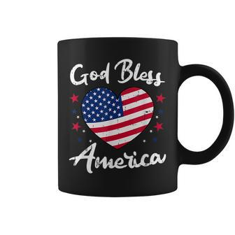God Bless America 4Th Of July Vintage Heart Patriotic Coffee Mug - Seseable