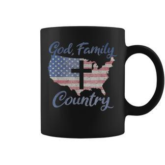 God Family Country Christian Cross American Flag Love Jesus Coffee Mug | Mazezy CA