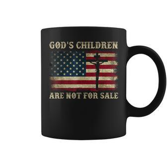 Gods Children Are Not For Sale American Flag Cross Christian Coffee Mug | Mazezy