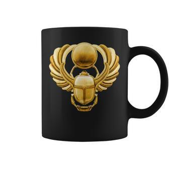 Gold Winged Egyptian Scarab Beetle Coffee Mug | Mazezy
