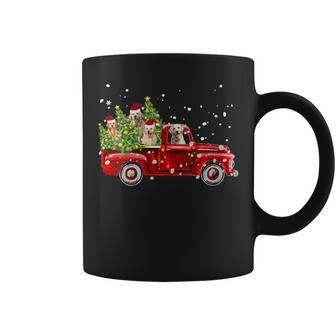 Golden Retriever Lover Red Truck Christmas Pine Tree Coffee Mug | Mazezy