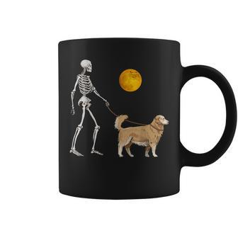 Golden Retriever Skeleton Dog Walking Halloween Costume Coffee Mug - Monsterry CA