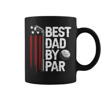 Golf Best Dad By Par Daddy Golfer American Flag On Back Coffee Mug | Mazezy
