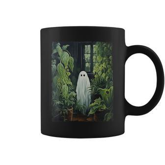 Gothic Halloween Plant Lover Ghost Vintage Dark Acamedia Coffee Mug - Seseable