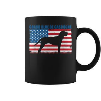 Grand Bleu De Gascogne Shadow In American Flag Patriotic Coffee Mug | Mazezy