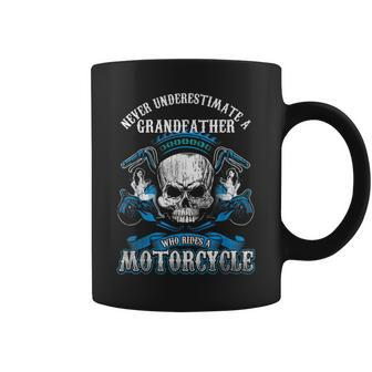 Grandfather Biker Never Underestimate Motorcycle Skull Coffee Mug - Seseable