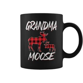 Grandma Moose Red Plaid Buffalo Matching Family Pajama Coffee Mug - Seseable