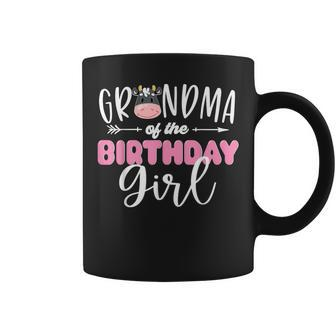 Grandma Of The Birthday Girl Cow Themed Cow Print Granny Coffee Mug - Seseable