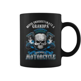 Grandpa Biker Never Underestimate Motorcycle Skull Grandpa Funny Gifts Coffee Mug | Mazezy UK
