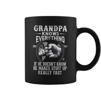 Grandpa Knows Everything Classic Fist Bump Fathers Day Coffee Mug | Mazezy