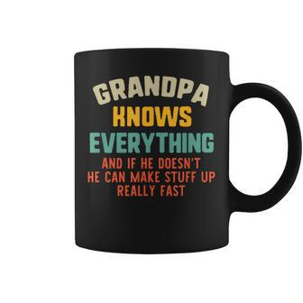 Grandpa Knows Everything Vintage Fathers Day Funny Coffee Mug | Mazezy