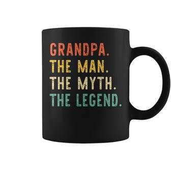 Grandpa The Man The Myth Legend Fathers Day Vintage Retro Coffee Mug | Mazezy
