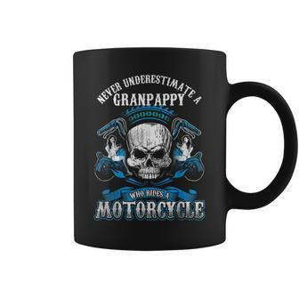 Grandpappy Biker Never Underestimate Motorcycle Skull Coffee Mug - Seseable