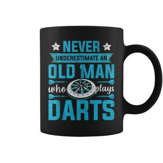Grandparents Never Underestimate An Old Man Who Plays Darts Coffee Mug - Seseable