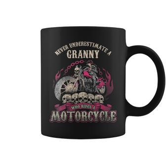 Granny Biker Chick Lady Never Underestimate Motorcycle Gift For Womens Coffee Mug - Seseable