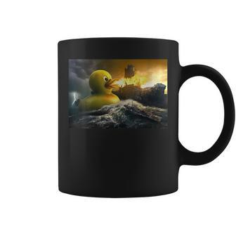 Graphic Funny Giant Chick Spits Fire At Ships Goose Coffee Mug | Mazezy