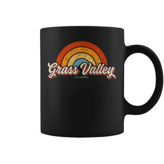 Grass Valley California Ca Vintage Rainbow Retro 70S Coffee Mug | Mazezy
