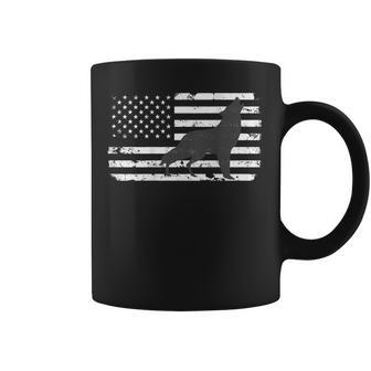 Gray Lone Wolf Distressed American Flag Back Print Coffee Mug | Mazezy