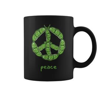 Green Peas In A Pod Peace Symbol Coffee Mug | Mazezy