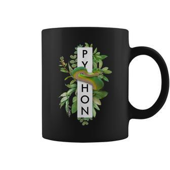 Green Tree Python Tropical Plant Print Coffee Mug | Mazezy
