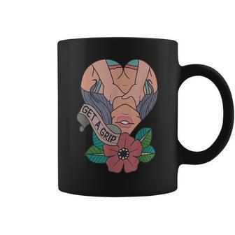 Get A Grip Girl Flower Tattoos Apparel Coffee Mug - Seseable