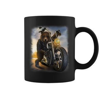 Grizzly Bear Riding Chopper Motorcycle Coffee Mug | Mazezy