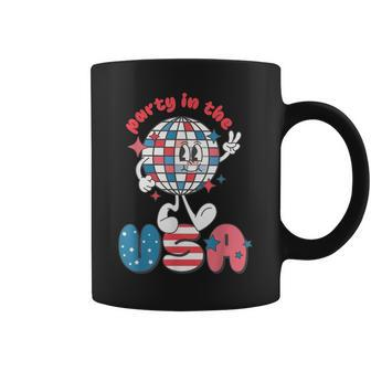 Groovy Disco Funny Party In The Us July 4Th Usa Patriotic Coffee Mug - Seseable
