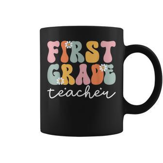 Groovy First Grade Teacher Retro 1St Day Of School Teacher Coffee Mug | Mazezy CA