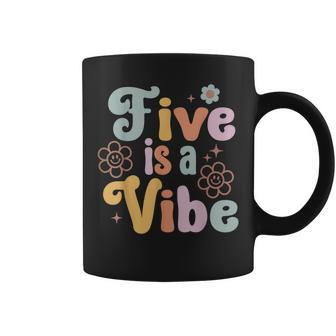 Groovy Five Is A Vibes Hippie 70S Cute Flower 5Th Birthday Coffee Mug - Thegiftio UK