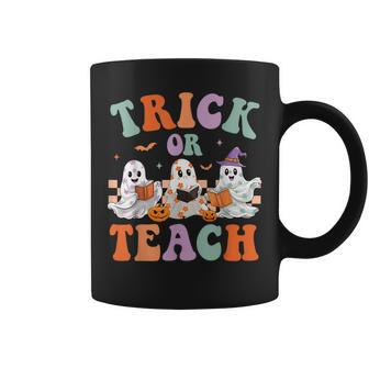 Groovy Halloween Trick Or Teach Floral Ghost Teacher Coffee Mug