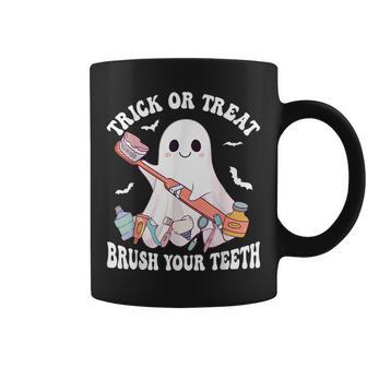 Groovy Halloween Trick Or Treat Brush Your Th Dentist Coffee Mug | Mazezy