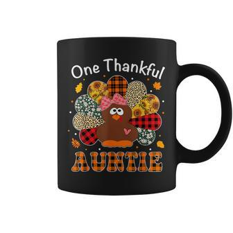 Groovy One Thankful Auntie Leopard Turkey Thanksgiving Coffee Mug | Mazezy