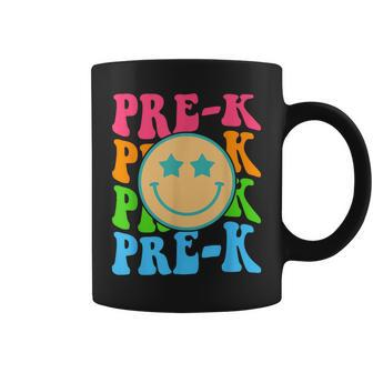 Groovy Pre-K Vibes Face Retro Teachers Kids Back To School Coffee Mug - Seseable