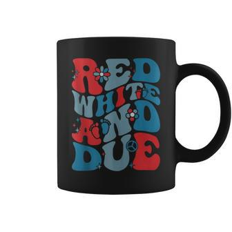 Groovy Red White And Due Baby Shower 4Th Of July Pregnancy Coffee Mug | Mazezy