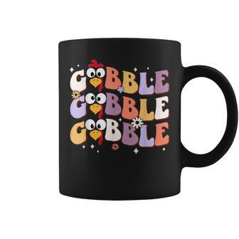 Groovy Retro Gobble Gobble Happy Thanksgiving Turkey Day Coffee Mug | Mazezy