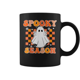 Groovy Retro Spooky Season Halloween Preppy Witch Boy Coffee Mug - Monsterry DE