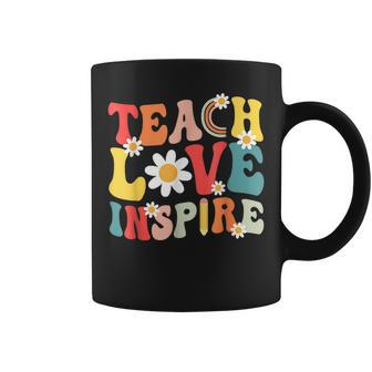 Groovy Retro Teach Love Inspire Back To School Teacher Women Coffee Mug - Seseable