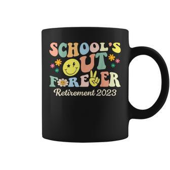 Groovy Schools Out Forever Retirement 2023 Retired Teacher Coffee Mug | Mazezy