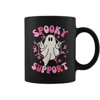Groovy Spooky Support Squad Breast Cancer Ghost Halloween Coffee Mug - Seseable